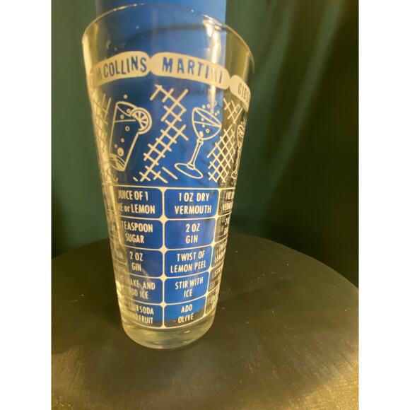Vtg Federal Glass 6 inch tall Cocktail Recipes Glass Tumbler Mixology VGUC - Picture 4 of 14